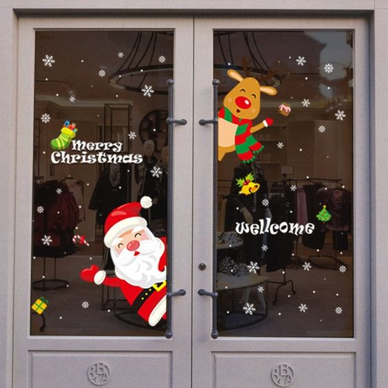 Custom clear decals window stickers UV resistant water proof transparent stickers for door decoration in Christmas