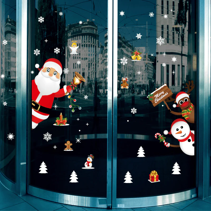 Custom clear decals window stickers UV resistant water proof transparent stickers for door decoration in Christmas