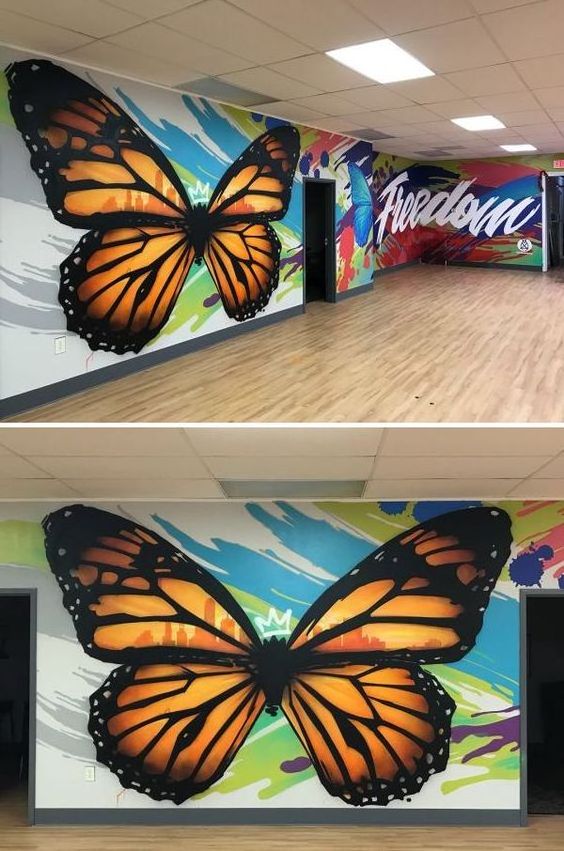 Custom Colored butterfly Wall Stickers Romantic Flower Wallpaper Background Large Size Wall Sticker