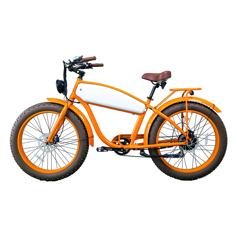 Ebike Hidden Battery Frame Retro 26 inch Step Through Fat Tire Vintage Dirt Electric Bike Cargo