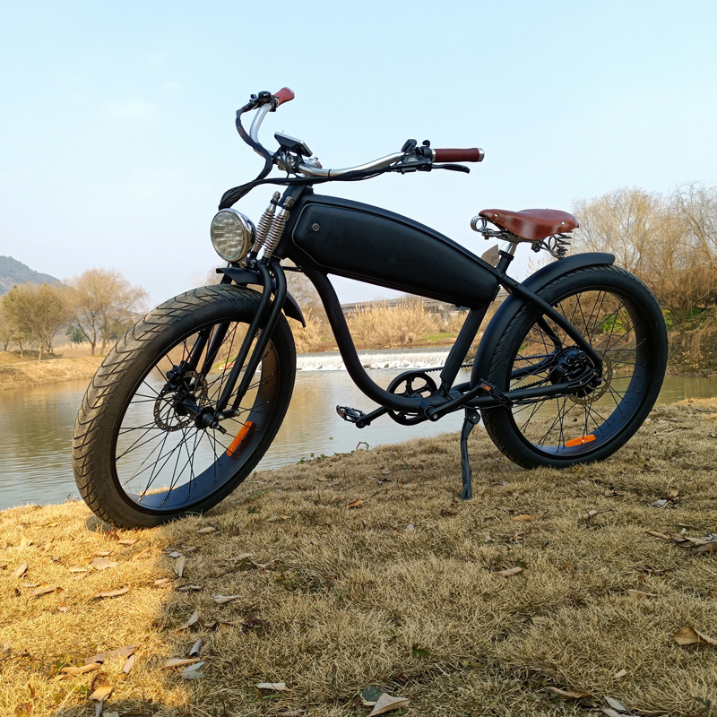 26 inch electric bike sidecar 48V500w hub motor fat tire retro mountain ebike battery city road bicycle