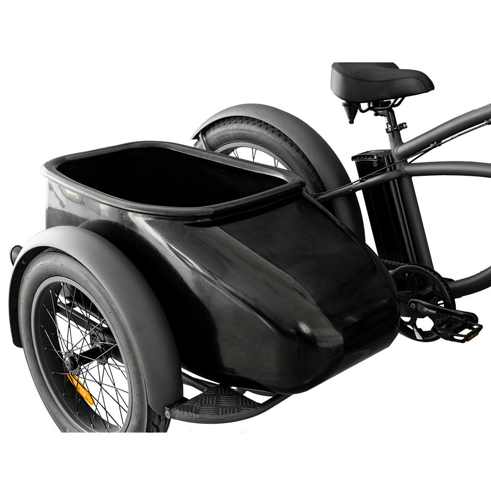 Electric Bike 3 Wheel Pedal Assist Bike Sidecar to Carry Pets Electric Fat Tire Tricycle