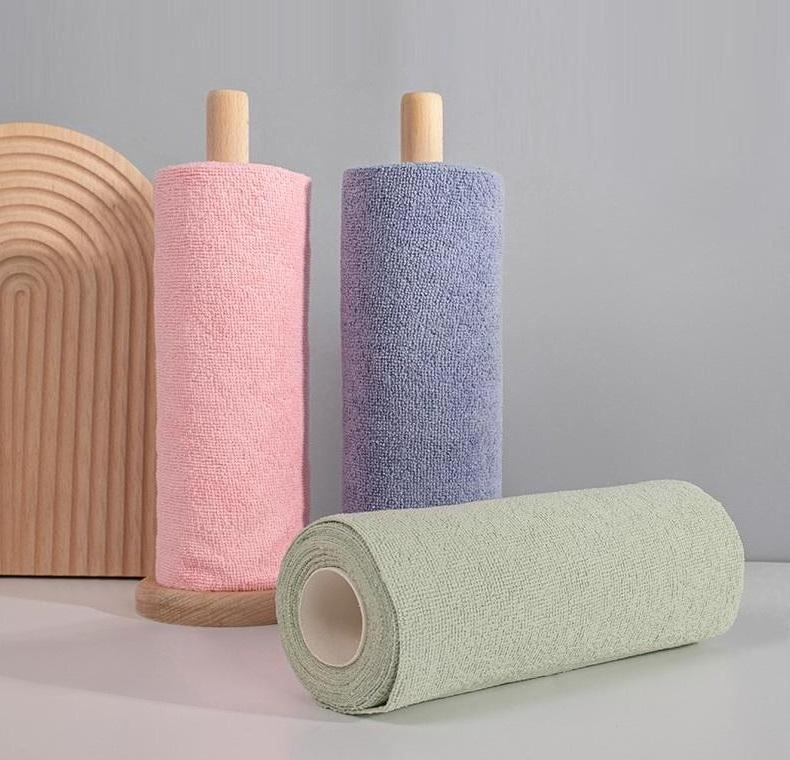 Microfiber Eco Roll Shaped Tear Cloth Absorbent Non Stick Oil Dish Towel Microfiber Kitchen Disposable Cleaning Cloth