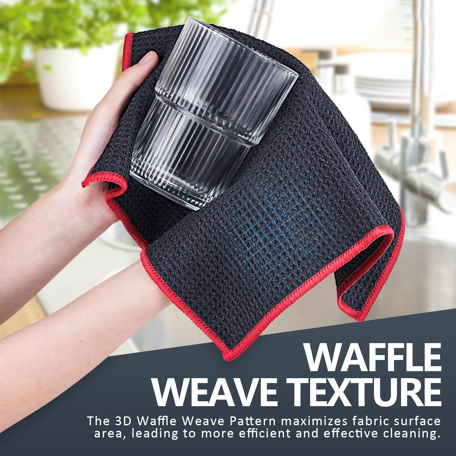 Custom Household Microfiber Cleaning Cloths Waffle Weave Kitchen Towels Absorbent Quick Drying Microfibre Dust Cleaning Towels