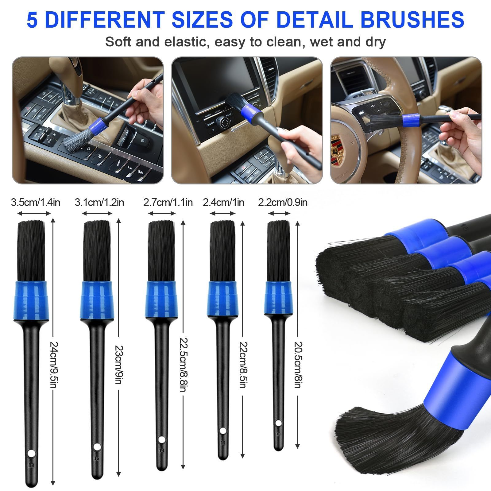 Factory Hot Selling Auto Detailing Brush Kit Cleaning Brush Set 22 Pcs Car Cleaning Tools Kit For Washing Car