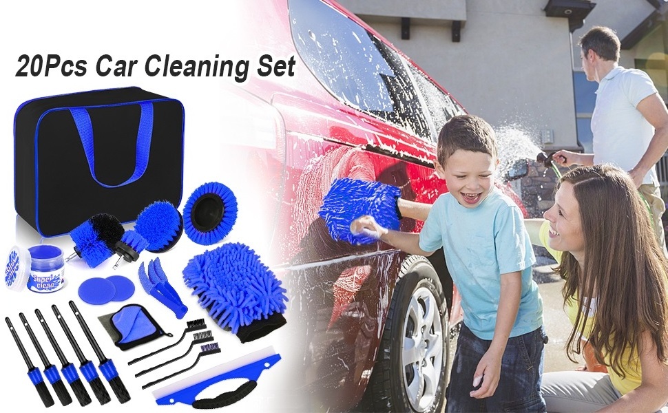 Factory Hot Selling Auto Detailing Brush Kit Cleaning Brush Set 22 Pcs Car Cleaning Tools Kit For Washing Car