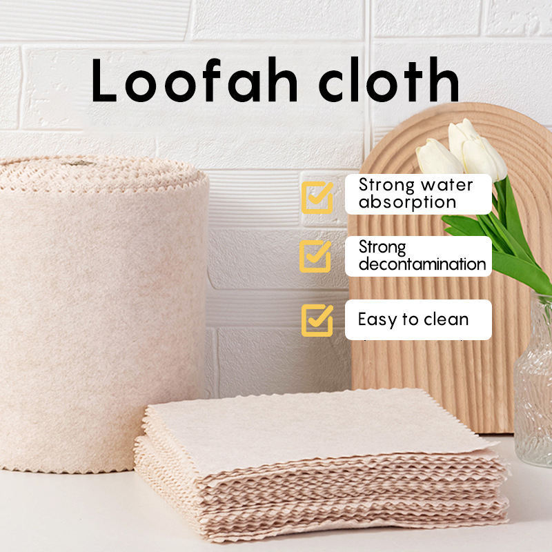 Natural Fiber Loofah Thickened Cleaning Scouring Pad Disposable Lazy Loofah Rag Kitchen Cleaning Cloths