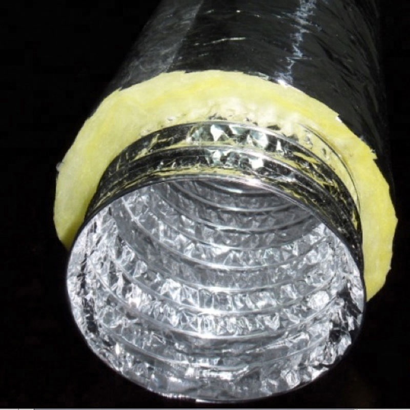 fire resistant yellow fiberglass insulation pipe acoustic insulated 24 inch aluminium flexible duct