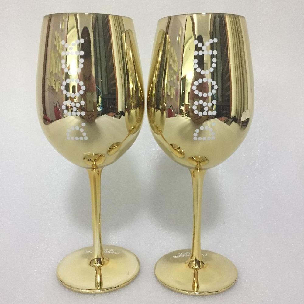 Gold Plated Brass Goblet Wine Set Champagne Glass Table Dining Decor