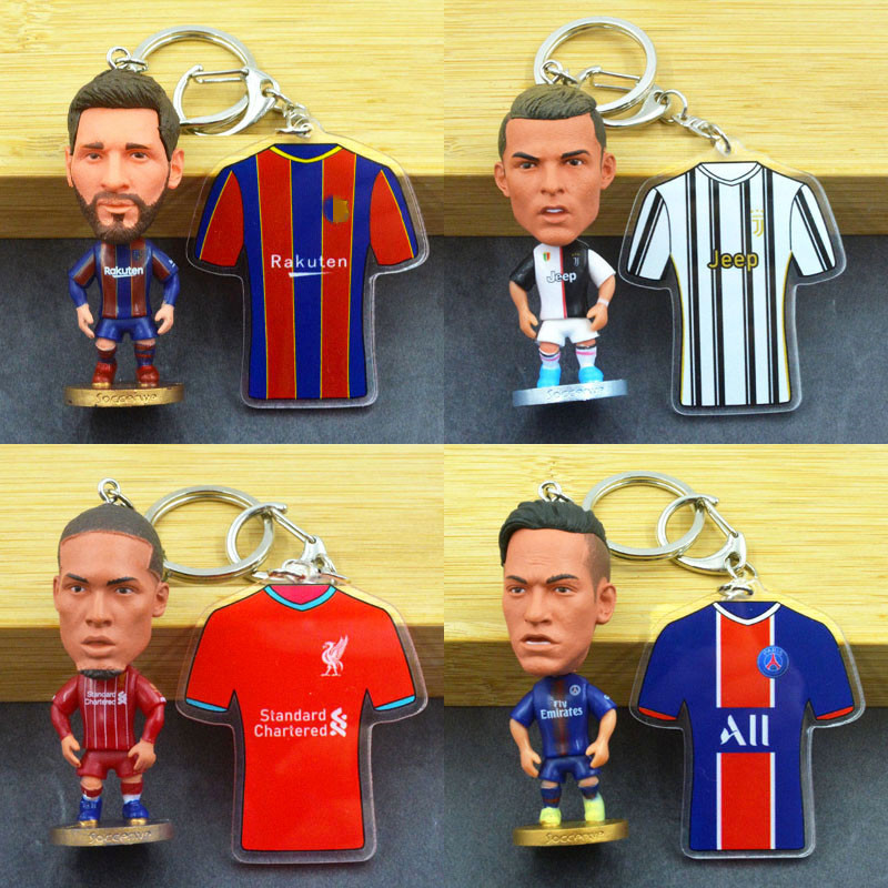 Football star cartoon doll keychain Messi C Ronaldo Mbappe Neymar cartoon doll keychain