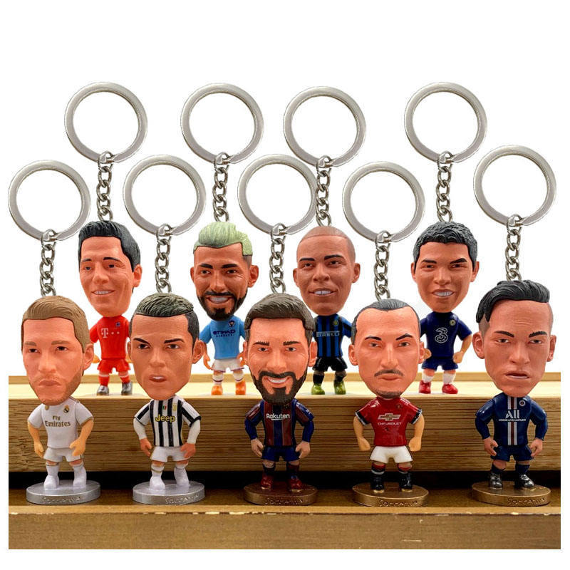 Football star cartoon doll keychain Messi C Ronaldo Mbappe Neymar cartoon doll keychain