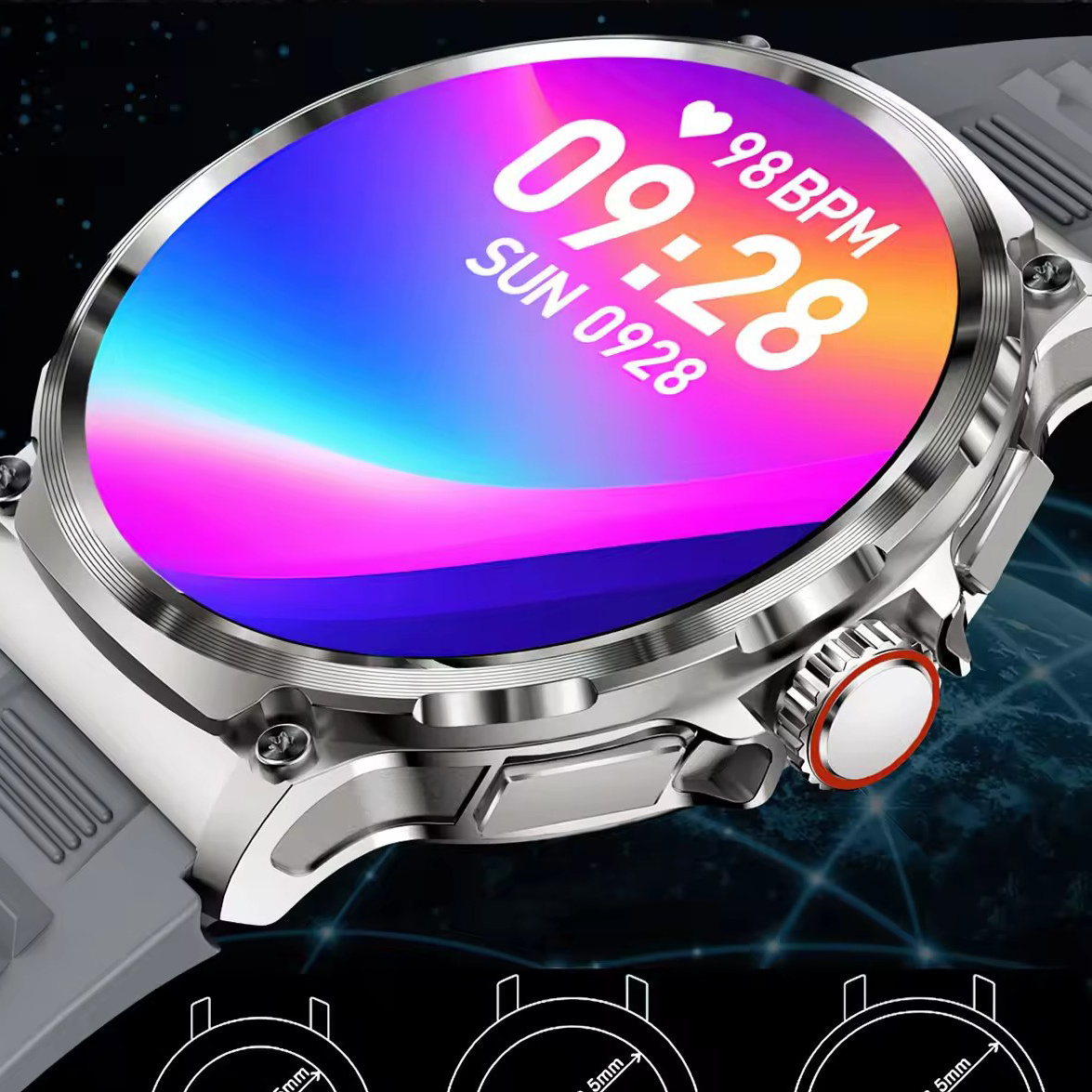 2024 New Item Heart Rate Blood Pressure Monitor 1.85 Inch Smartwatch Magnetic Cord Charger Sedentary Reminder V69 Smart Watch