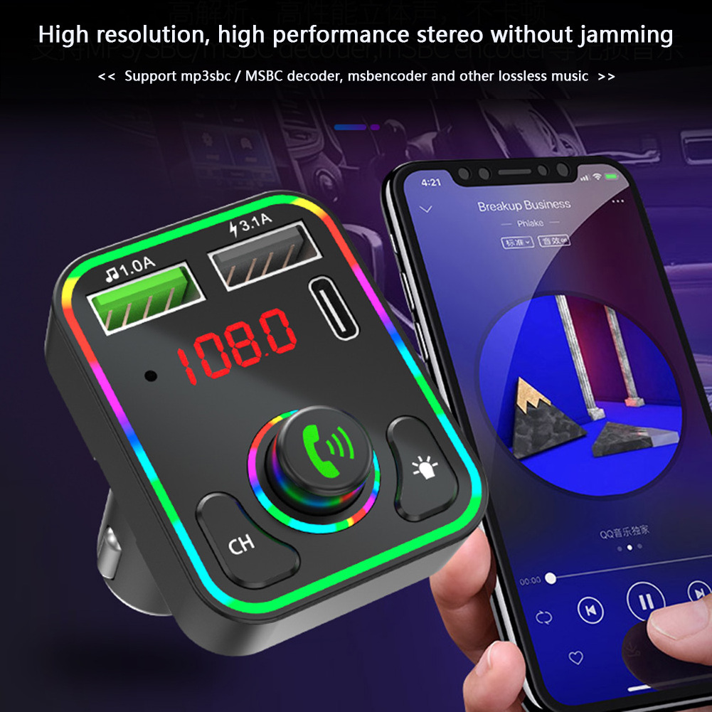 F4 Fm Transmitter Car Mp3 Player For Car Usb Charger Led Backlight Fm Radio Adapter Hands Free Chargers Support Tf Card Usb Disk