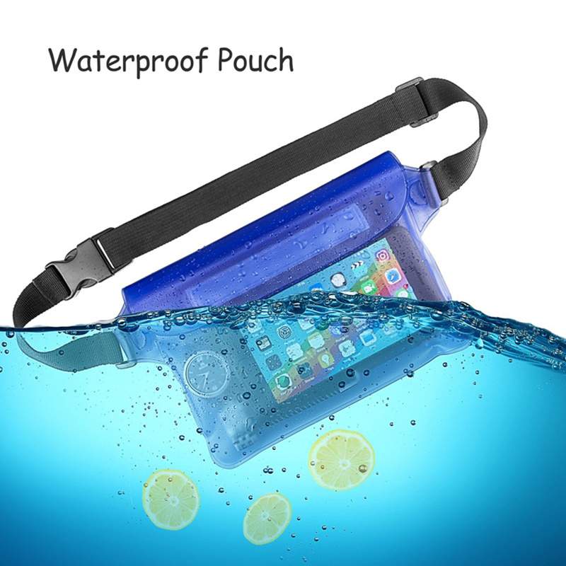 Portable Waterproof Swimming Bag For Ski Diving Waist Pack Bag Underwater Mobile Phone Bags Case Cover For Travel Camping Hiking