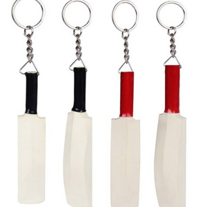 Custom Logo Design Cricket Bat Keychain Leather Keyring with Ball OEM Supported