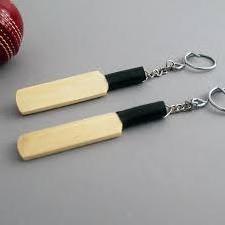 Custom Logo Design Cricket Bat Keychain Leather Keyring with Ball OEM Supported