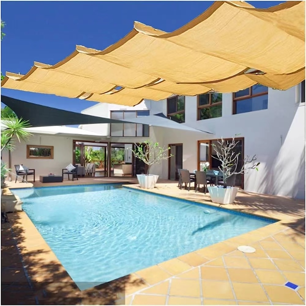 Customizable Anti-UV Retractable Sunshade Net Telescopic Wave Sun Shade Sails Garden Gazebo Pergolas Sliding Canopy