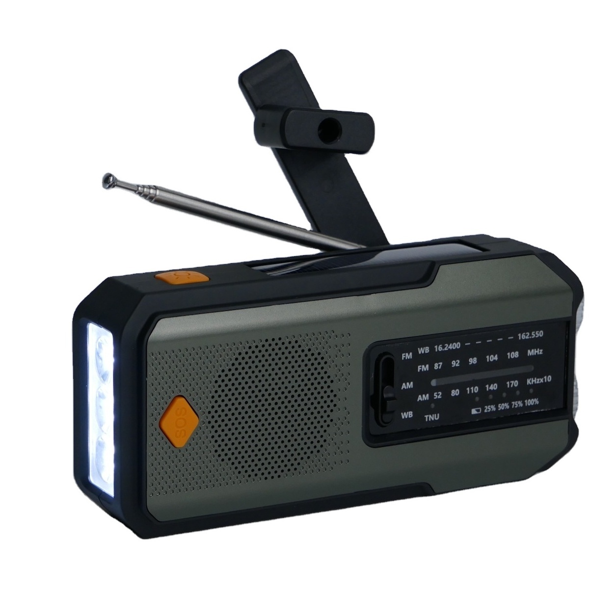 NEW Design Portable Outdoor FM AM NOAA Radio With Power Bank LED Light Solar Charging  Hand Crank