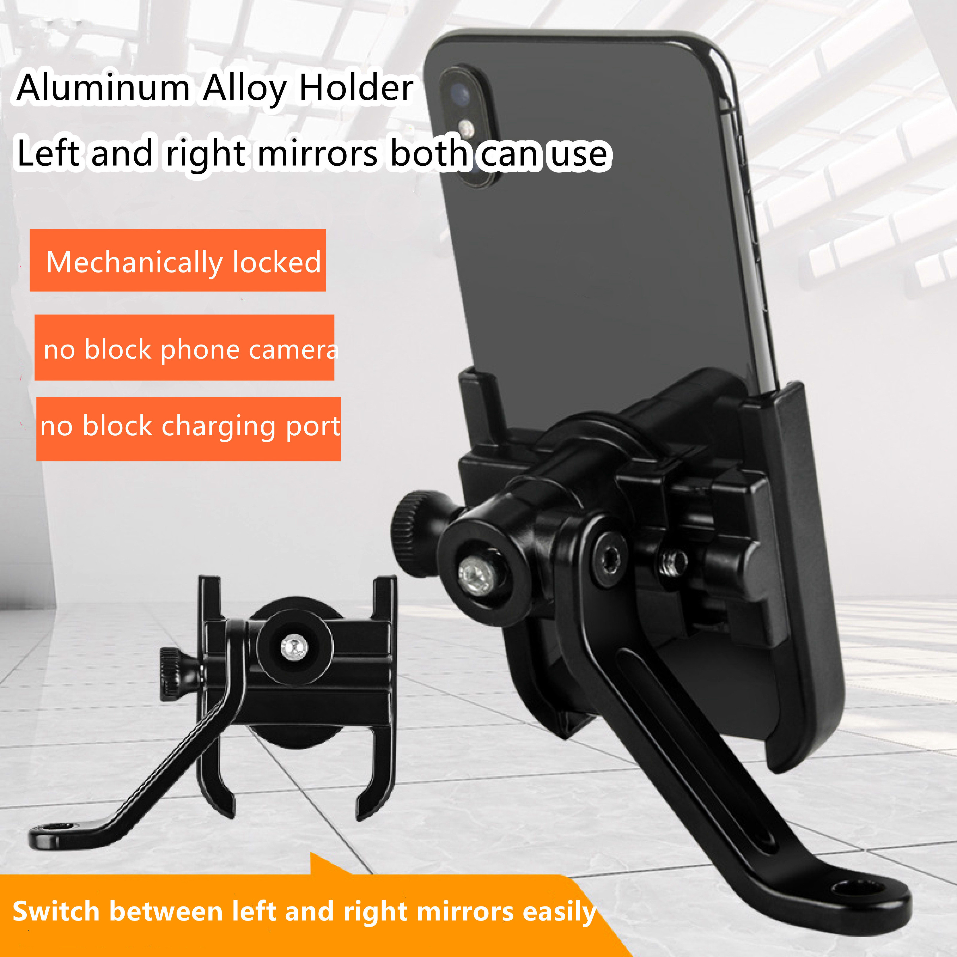 Motorbike Phone Cradle Mobile Phone Holder Mirror Mount Holder GPS Mobile Phone Bracket For Motorcycle Motorbike E-bike