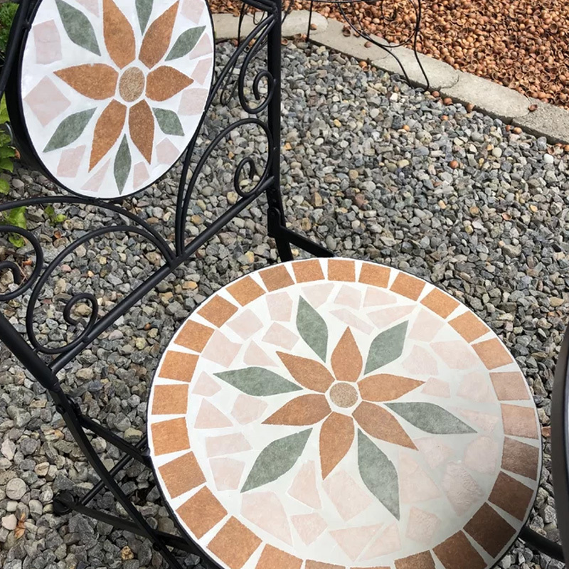 Mosaic Table Top with 2 Chairs Chair Patio Furniture Bistro Table Set