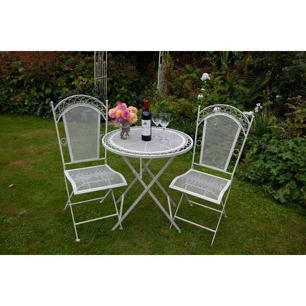 2 Person 70cm Long Bistro Set Outdoor 3 Piece Bistro Set Folding Table and Chairs Patio Seating