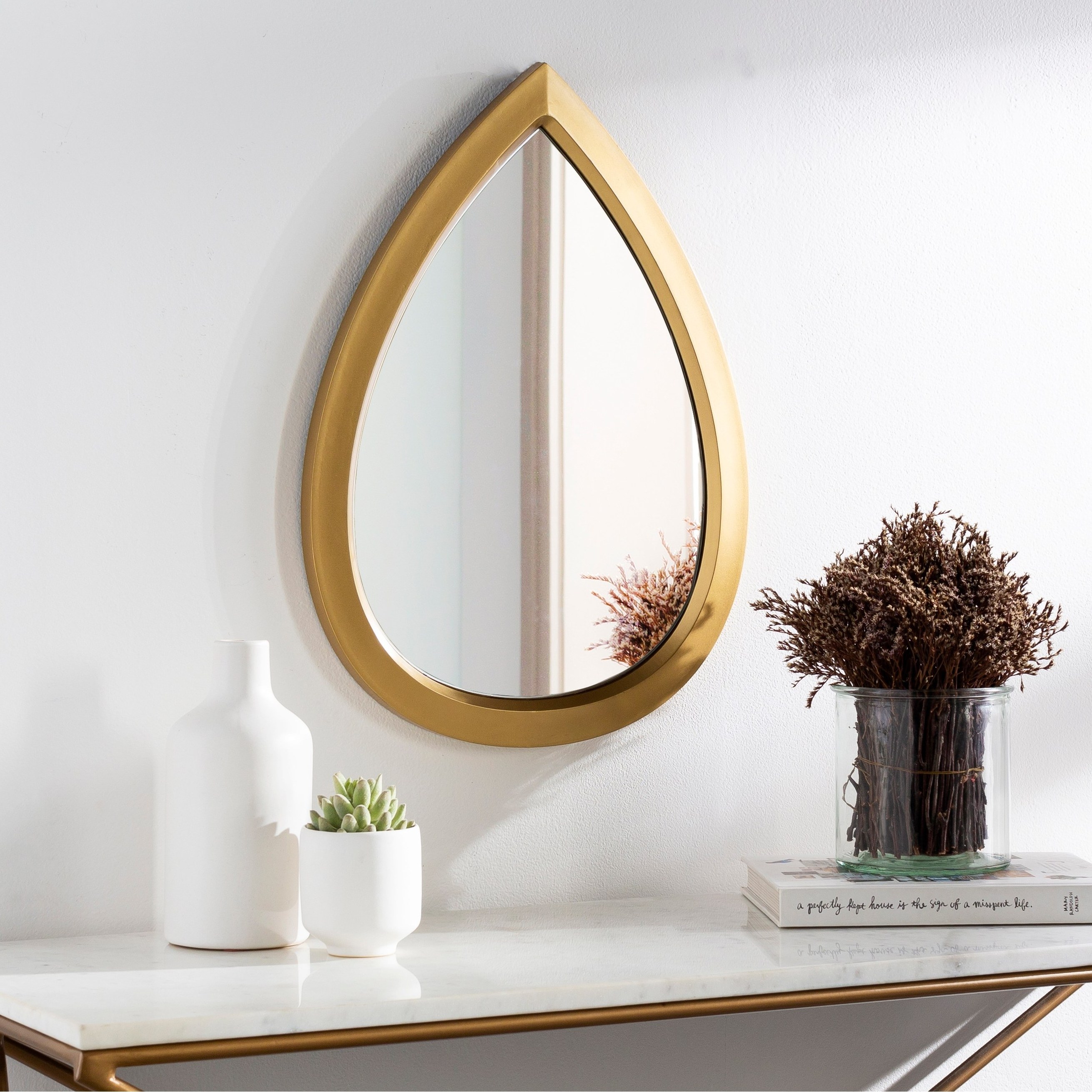 Factory Handmade Artistic Golden Teardrop Mirror - 22