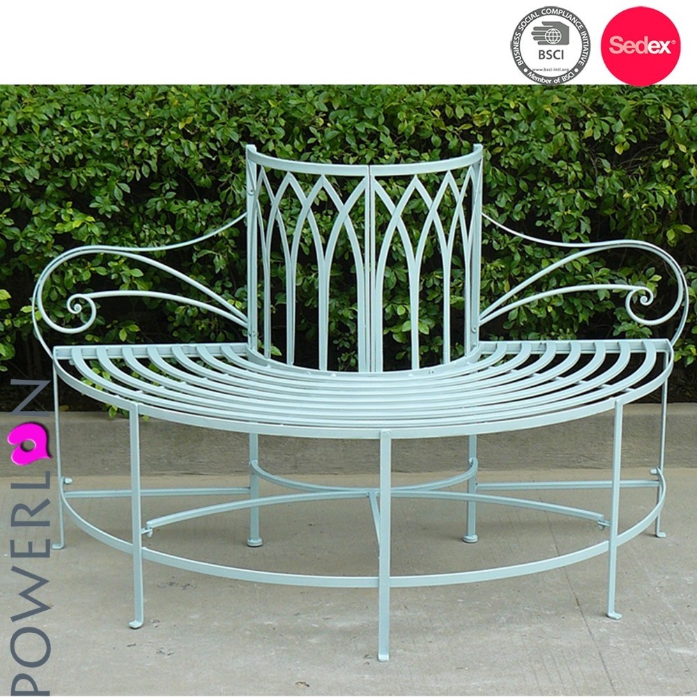 cheap wrought iron and antique outdoor garden tree bench