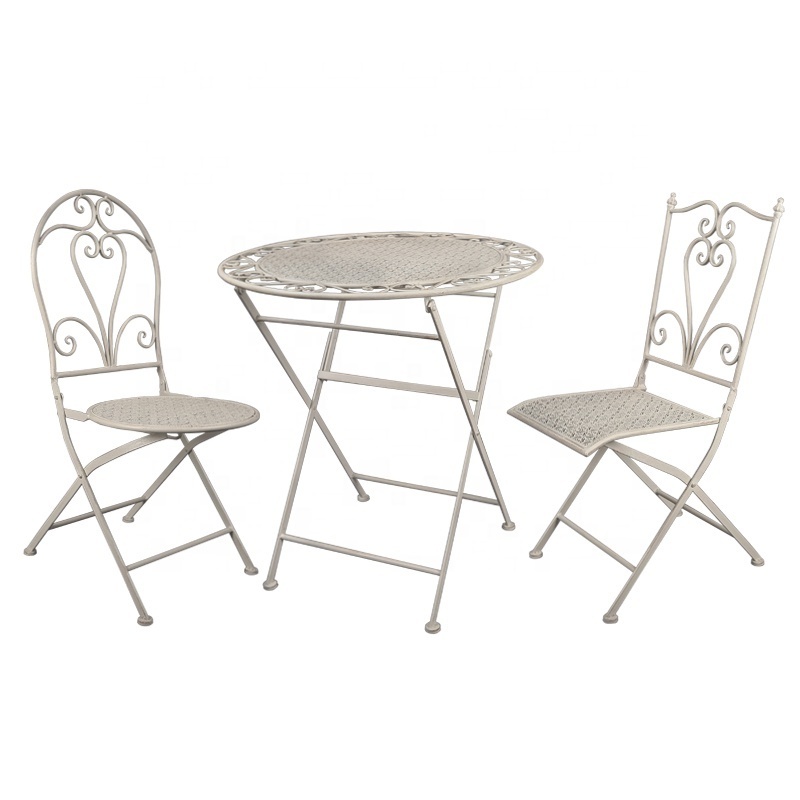 Fancy French Style White Metal Garden Eden Furniture Dining Table Chairs Bistro Set