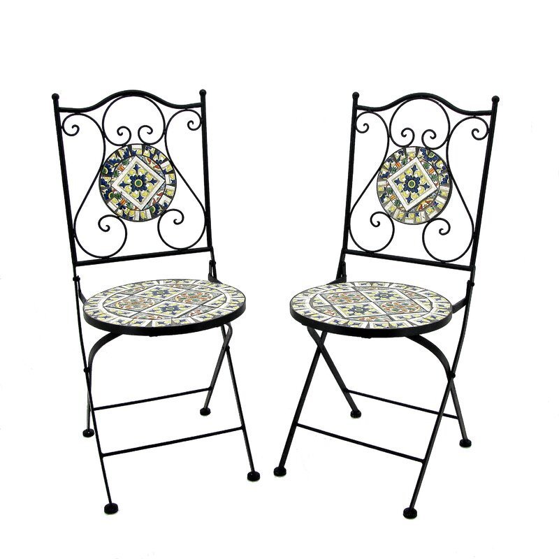 Handmade Mosaic Tiles 3 Piece Bistro Set Outdoor Patio Dining Set