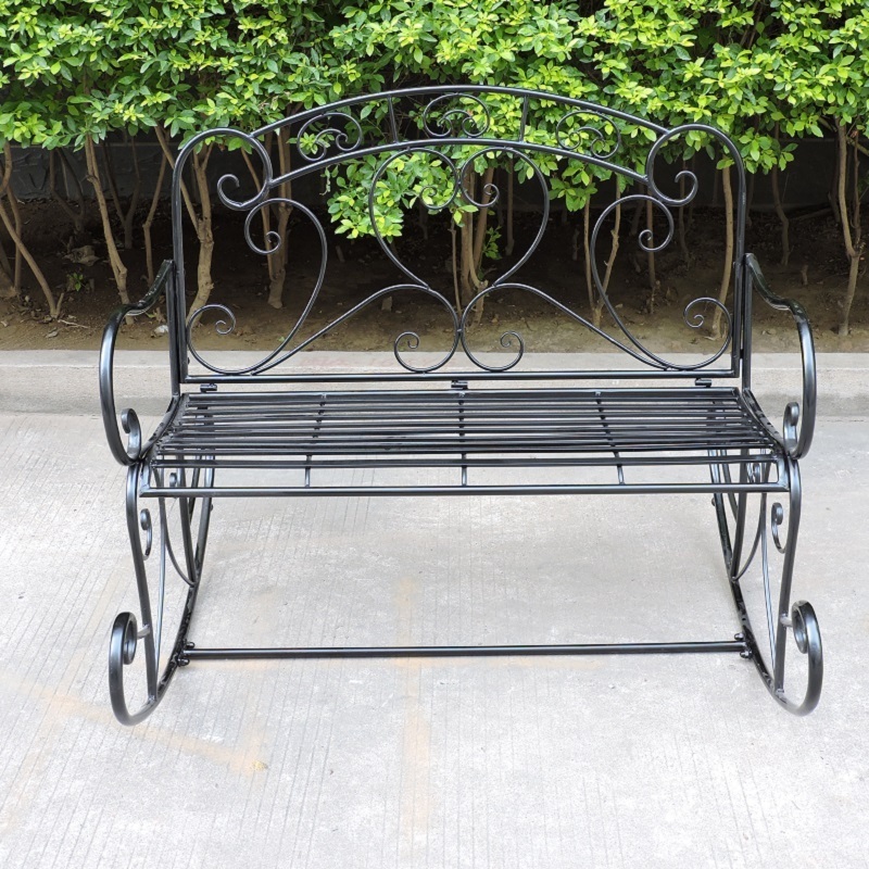 Wrought Iron sling chair benches Outdoor Balcony Patio Swing Chair With 2 Seat