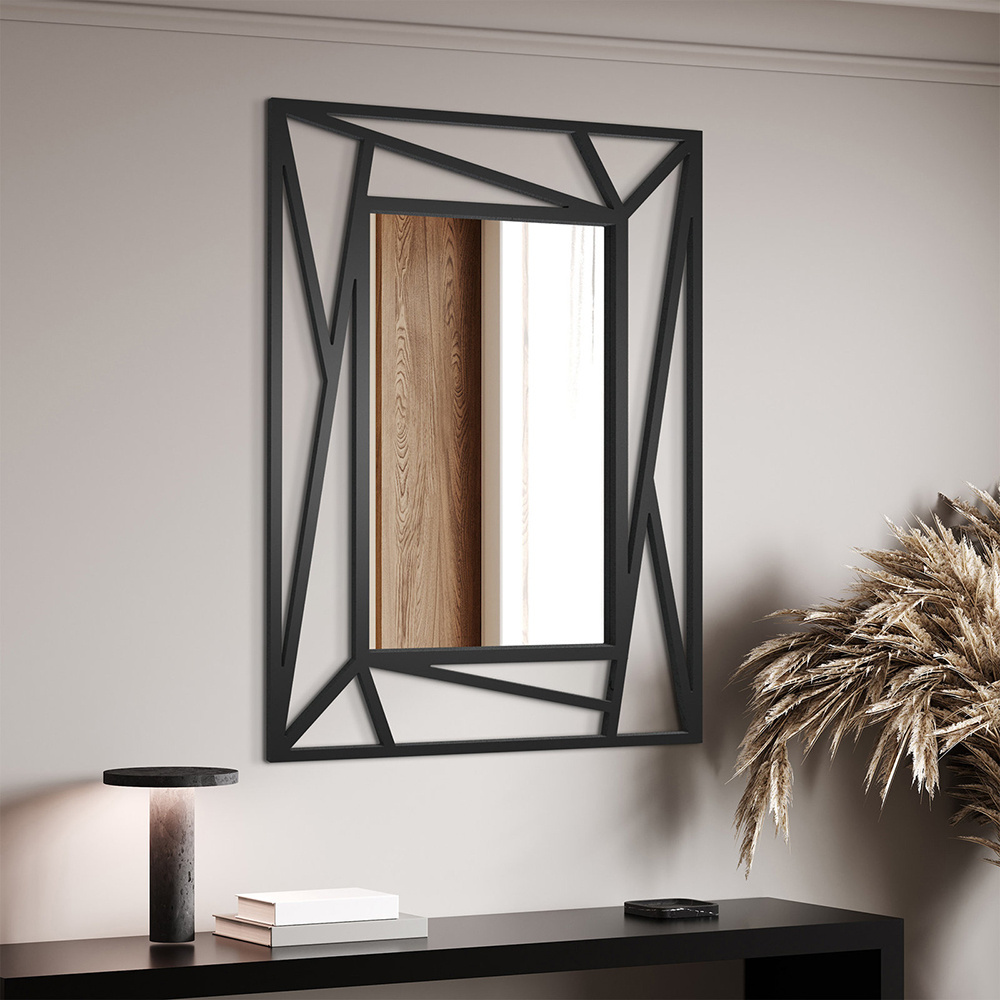 American Style Indoor and Outdoor Metal Wall Mounted Mirrors Bathroom Bedroom Makeup Mirrors Geometric Design Living Room Decor