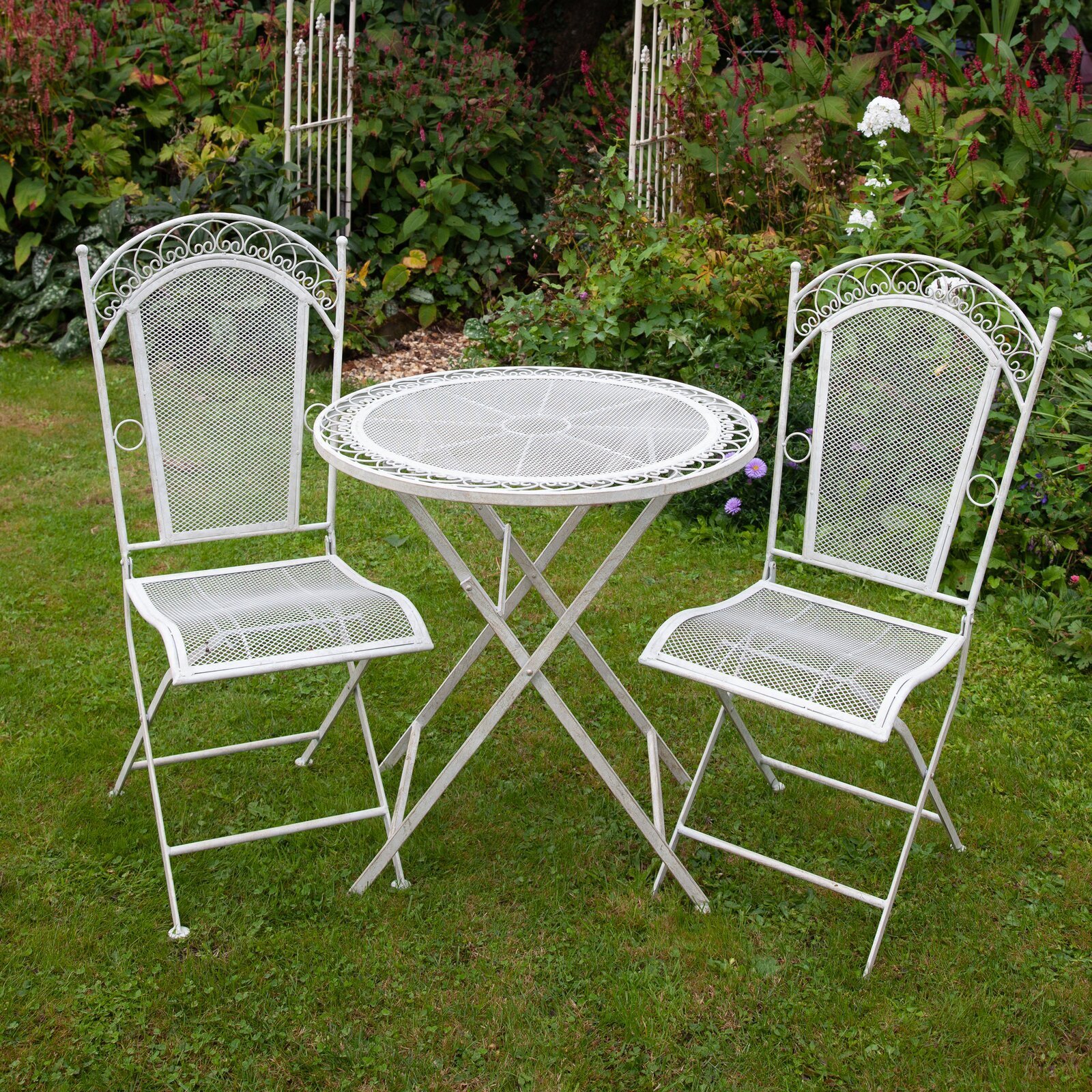 2 Person 70cm Long Bistro Set Outdoor 3 Piece Bistro Set Folding Table and Chairs Patio Seating