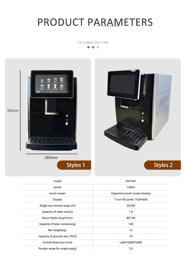 Fully Automatic Professional Smart Milk System Color Touch Screen Espresso Coffee Machine