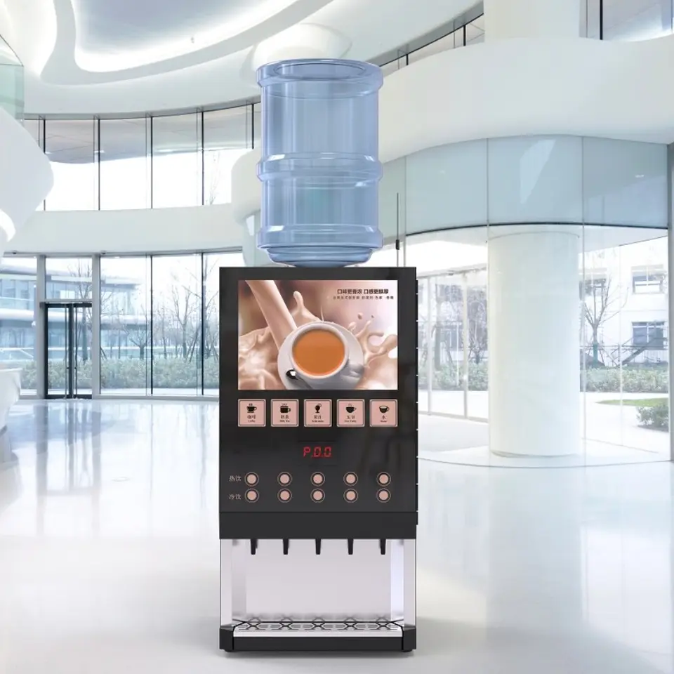 Standing Tabletop Fully Automatic One Click Instant Tea Coffee Vending Machine For Business