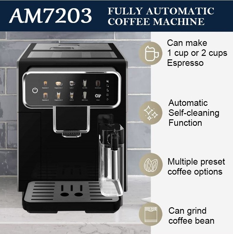 Color Touch Screen Full Automatic Commercial Smart Coffee Makers Espresso Machine With Milk Tank