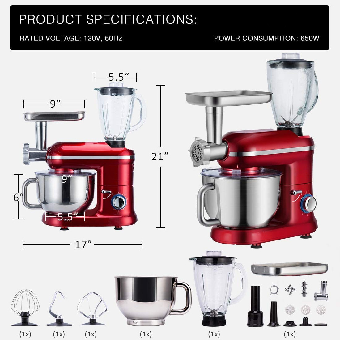 3 In 1 Multifunctional Stand Electric Food Processor Mixer For Sale