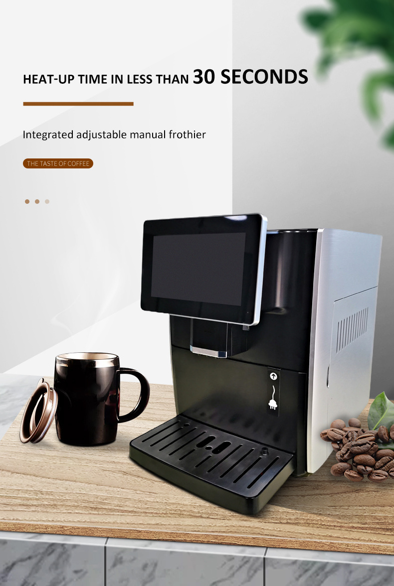 Electric Coffee Maker Best Business Touch Screen Automatic Bean To Cup Coffee Machine With Milk Tank