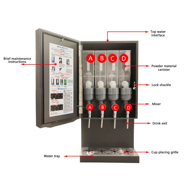 Outdoor 4 Drinks Instant Commercial Espresso Coffee Vending Machine