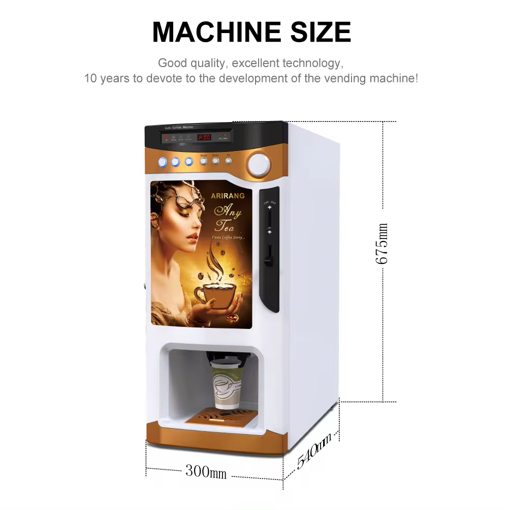 3 Flavor Smart Fully Automatic Coin Payment Hot Tea Coffee Maker Instant Coffee Vending Machine