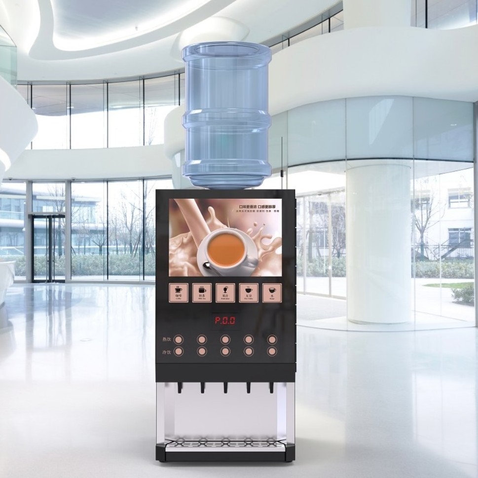 Business 9 Hot Drinks Coffee Automatic Vending Machine With Top Bottle Water Supplying