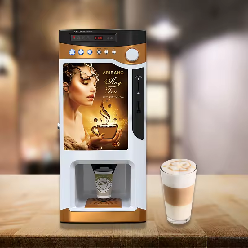 Fully Automatic Table Type Bean To Cup Coin Operated Coffee Machine Smart Coffee Vending Machine