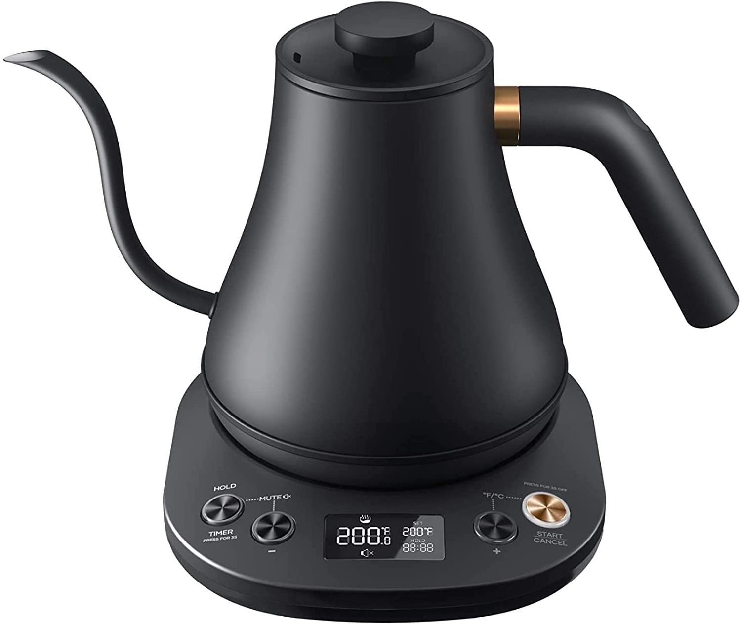 900ML Stainless Steel Black Gooseneck Electric Coffee Kettle