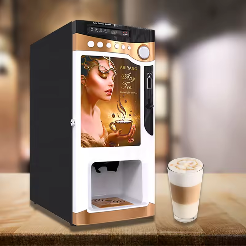 Fully Automatic Table Type Bean To Cup Coin Operated Coffee Machine Smart Coffee Vending Machine