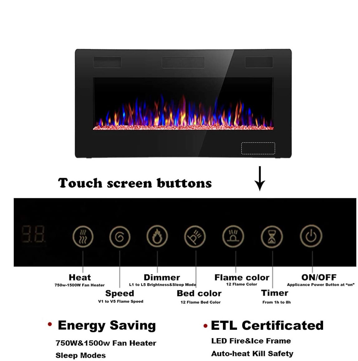 Home Appliance Wall Mounted Decorative 3d Electric Fireplace With Mantel Freestanding