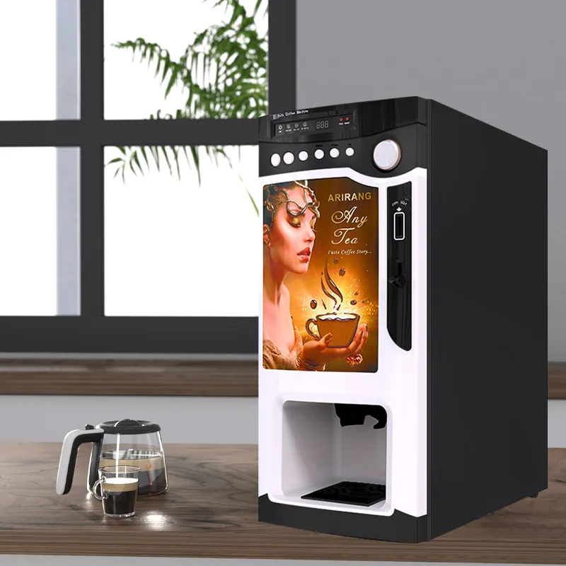 Fully Automatic Coin Payment Stainless Steel Premixed Hot Drink Cappuccino Latte Coffee Vending Machine