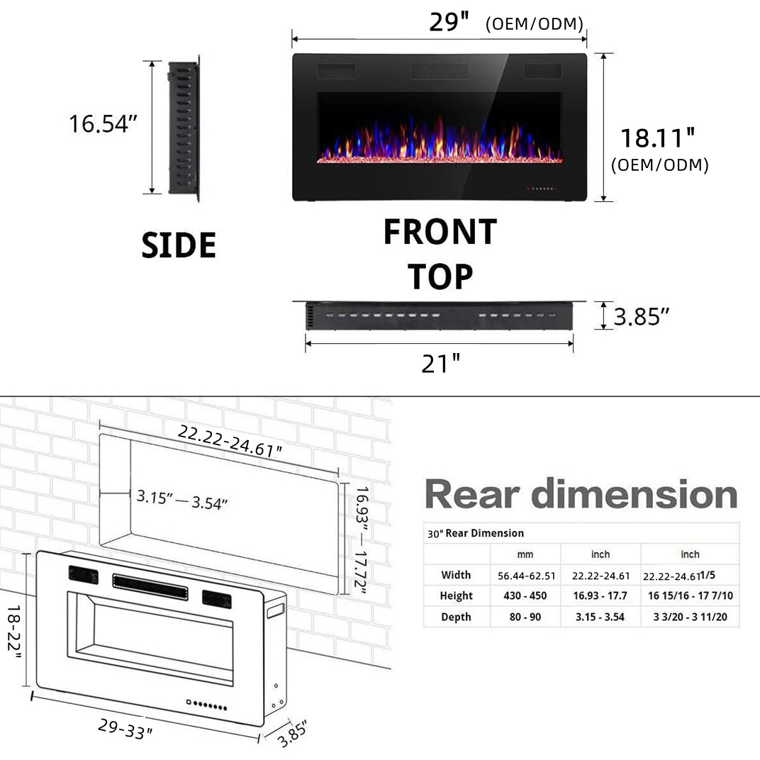 Multi Size Suspended Digital Electronic Entertainment Center Fireplace for Living Room