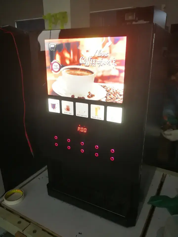 Intelligent Commercial Beverage Instant Bean To Cup Espresso Touch Screen  Electric Coffee Vending Machine