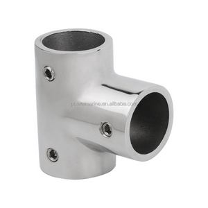 Marine Hardware 1" Three Way Pipe Fittings Boat Accessories Stainless 90 Degree Tee Rail Connector