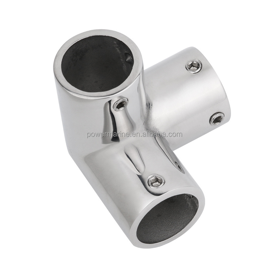 Marine 304 Stainless Steel Boat Handrail Rail Tee Fitting 1 inch 90 Degree 3 Way Corner Elbow