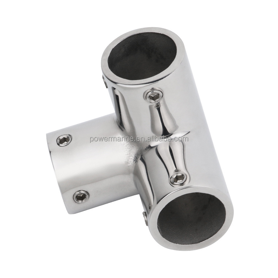 Marine 304 Stainless Steel Boat Handrail Rail Tee Fitting 1 inch 90 Degree 3 Way Corner Elbow